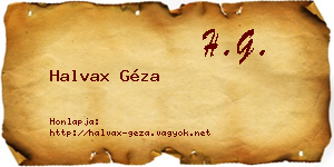 Halvax Géza névjegykártya