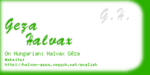geza halvax business card